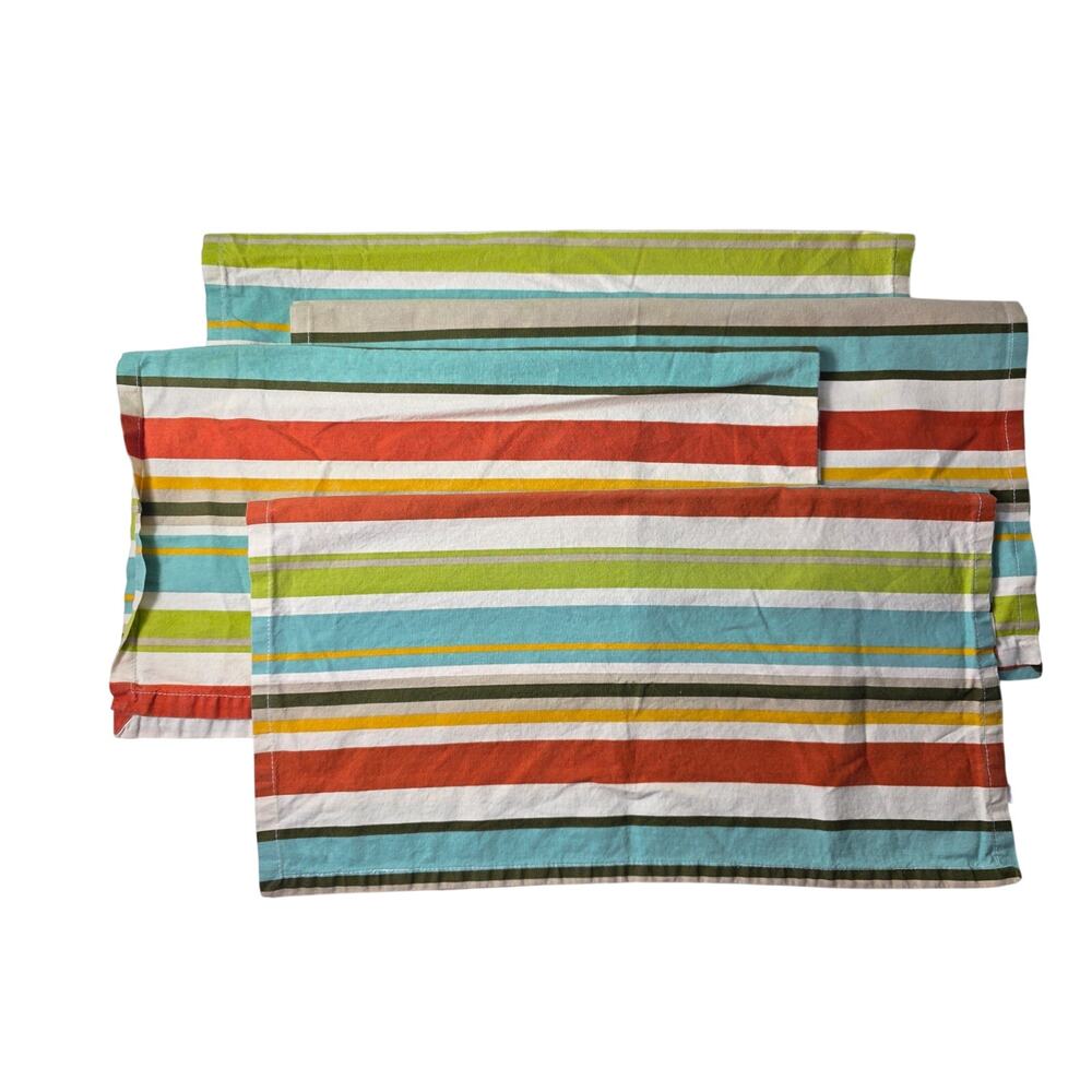 WORLD MARKET Cotton Multicolor Stripe Dinner Napkin Set of 4 *See photo